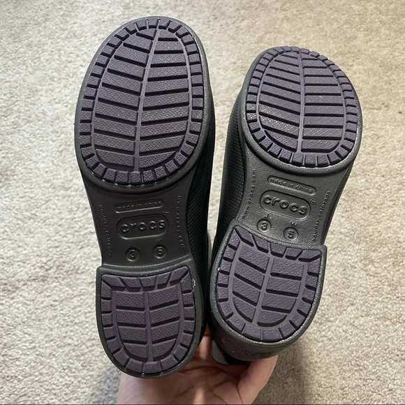 CROCS Tall Wellie Rain Boots Rubber Black Pull On Black Women’s 5 or Juniors 3 - Picture 7 of 11